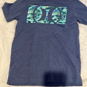 Blue Hurley boys T-shirt with beach design on front